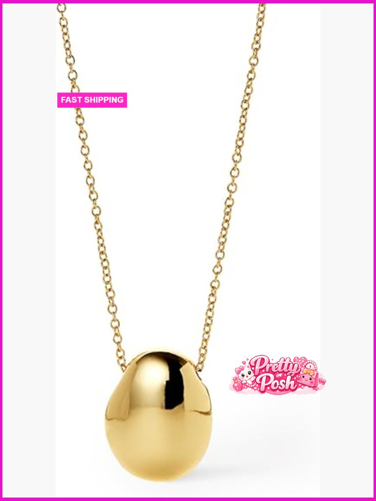 14k Gold Plated Pebble Pendant Necklace With Lobster Clasp